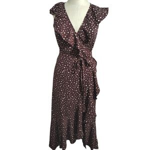 Max studio polka dot brown wrap dress women’s small